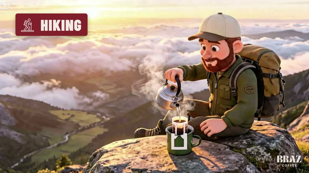Illustration: a coffee break on a hike